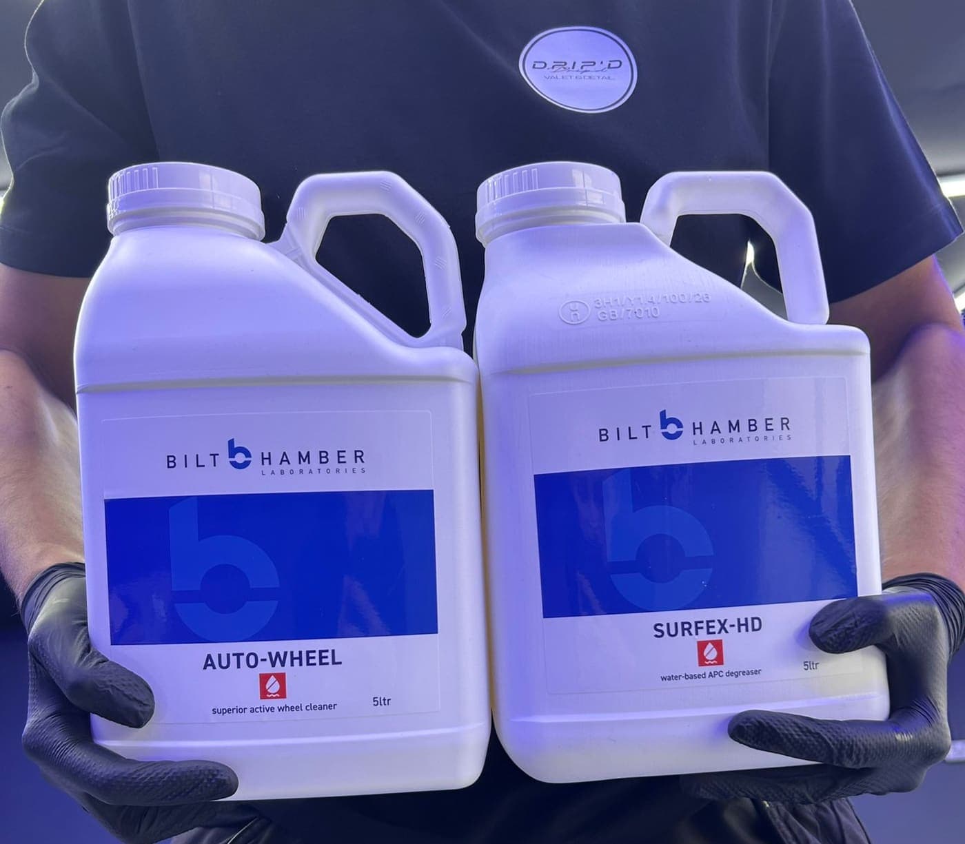 Bilt Hamber Auto-Wheel and Surfex-HD held in the DRIP'D wash bay